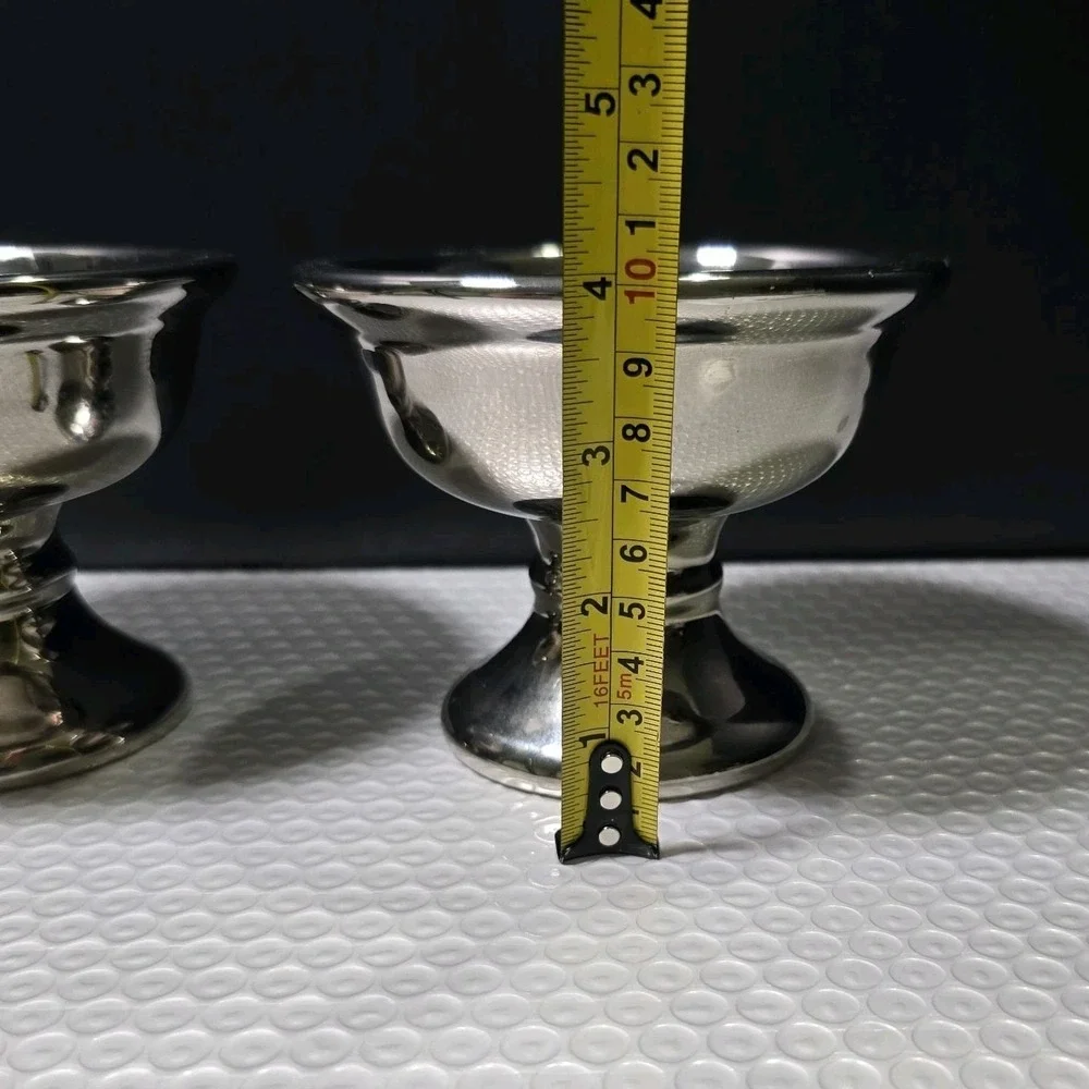 Pair Of Silver Colored Candle Holders/Display Pedestals VTG No Brand 5